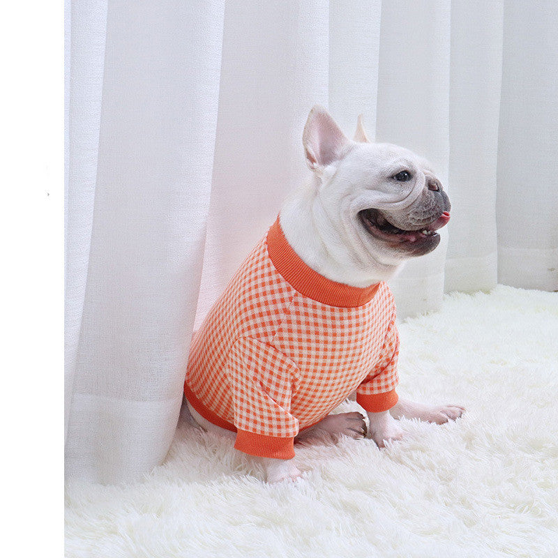 Fadou Autumn And Winter Plus Velvet Sweater Fat Plaid Dog Clothes