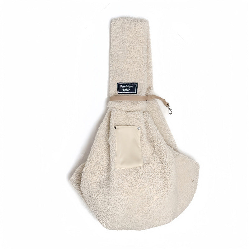 Portable Chest Strap Winter Warm Lambswool Crossbody Bag For Outings
