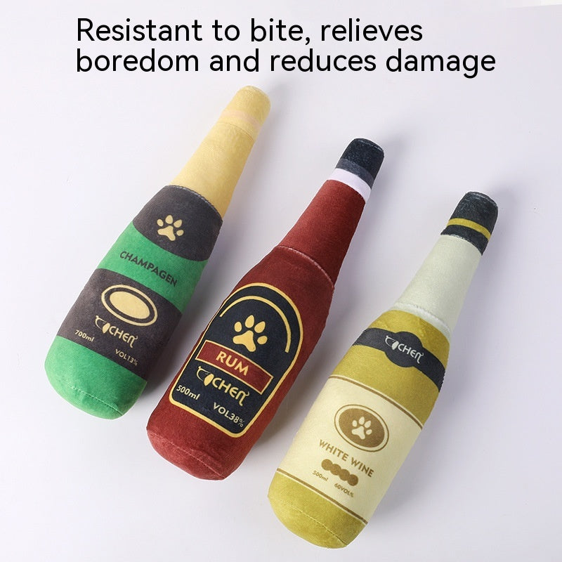 Dog Toy Champagne Bottle Bite-Resistant Plush Toy