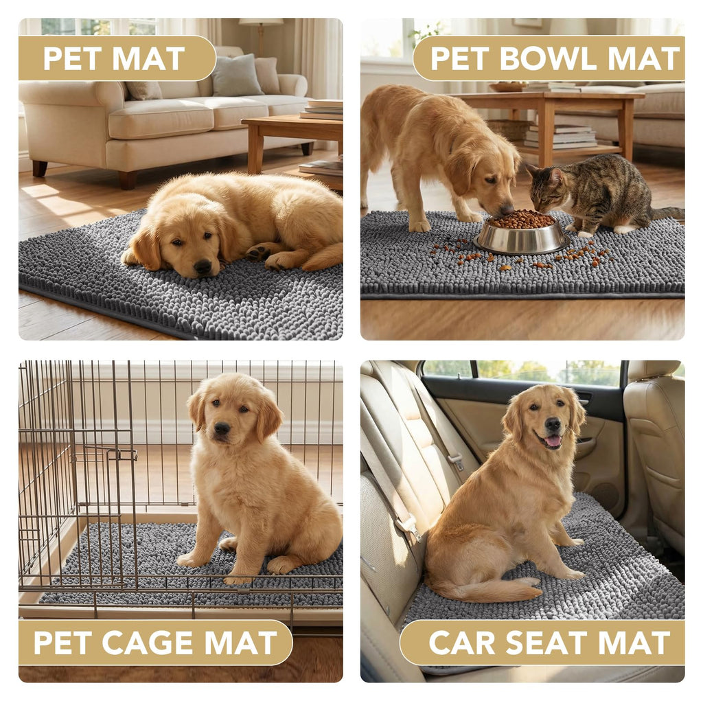 Dog Door Mat For Muddy Paws 30X20, Absorbs Moisture And Dirt Doormat, Non-Slip Washable Quick Dry Chenille Front Door Mat Indoor Entrance, E
