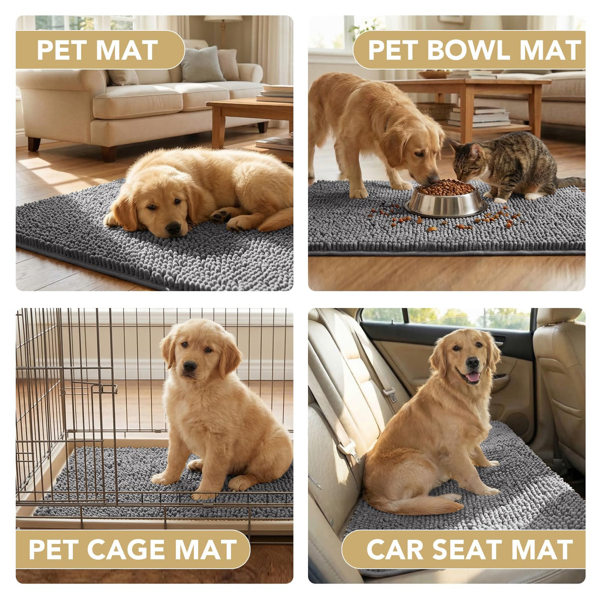 Dog Door Mat For Muddy Paws 30X20, Absorbs Moisture And Dirt Doormat, Non-Slip Washable Quick Dry Chenille Front Door Mat Indoor Entrance, E