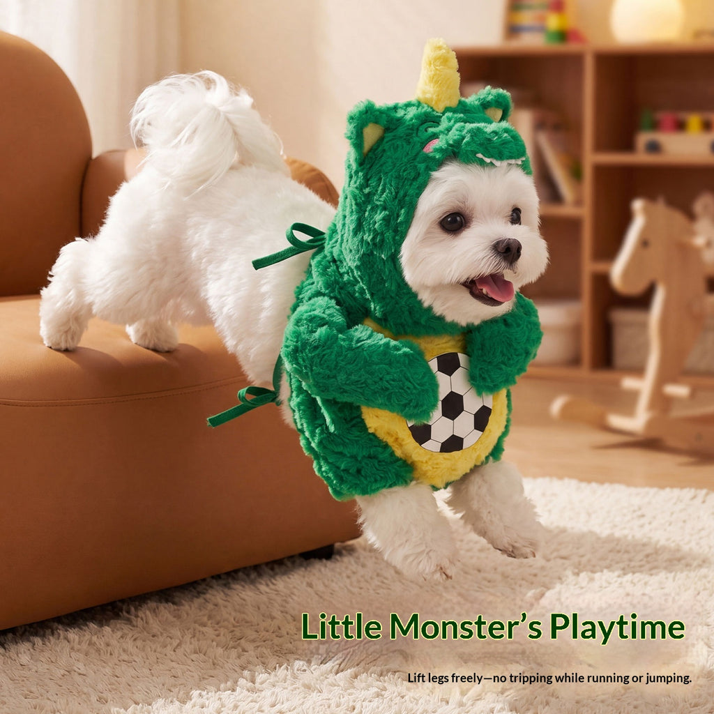 Warm Dinosaur Bear Embroidered Pet Jumpsuit
