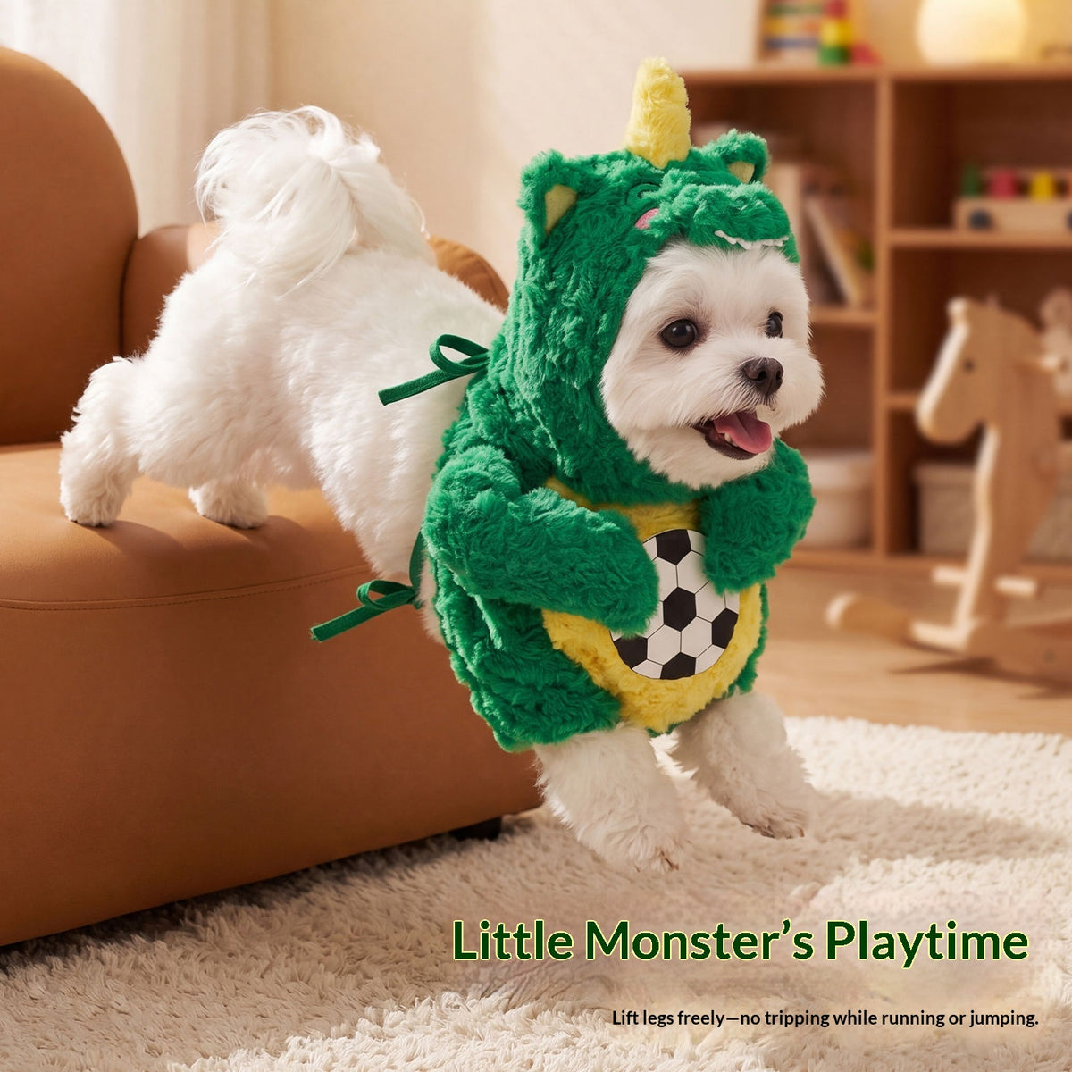 Warm Dinosaur Bear Embroidered Pet Jumpsuit
