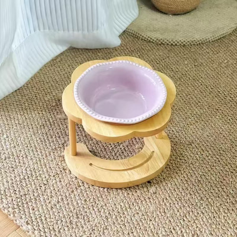 Tip-Resistant Ceramic Elevated Pet Bowl with Stand
