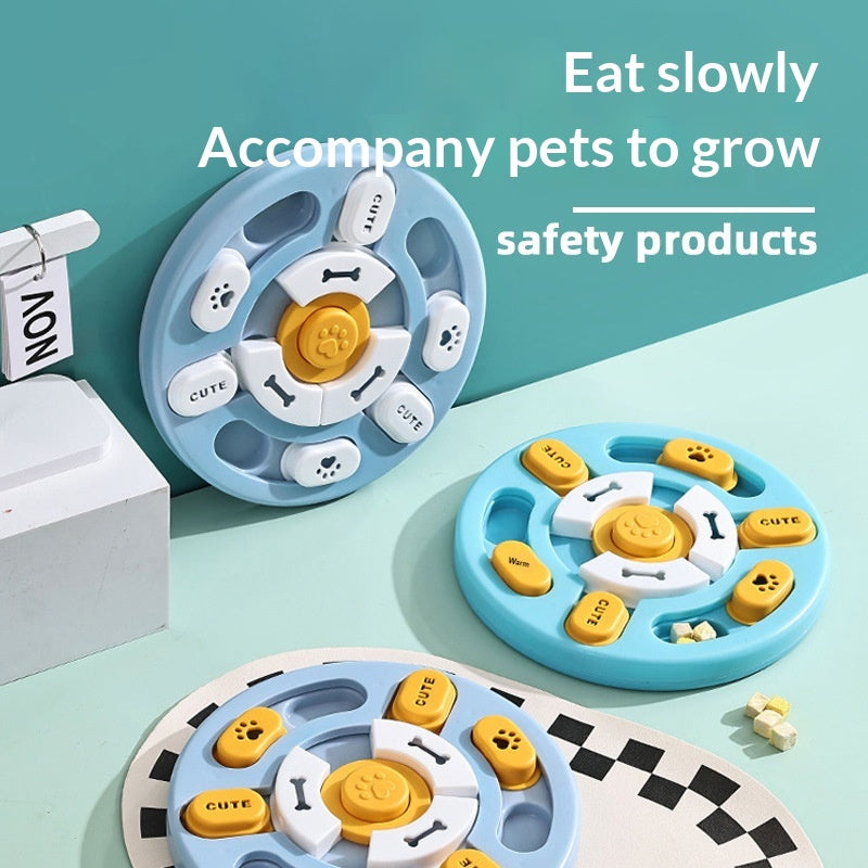 Blue And Yellow Round Pet Puzzle Toy
