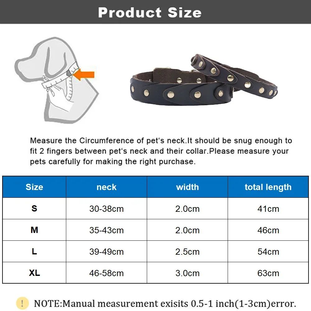 Real Leather Dog Collar Genuine Leather Buckle Connection Collar Durable For French Schnauzer Border Collie Pet Collar