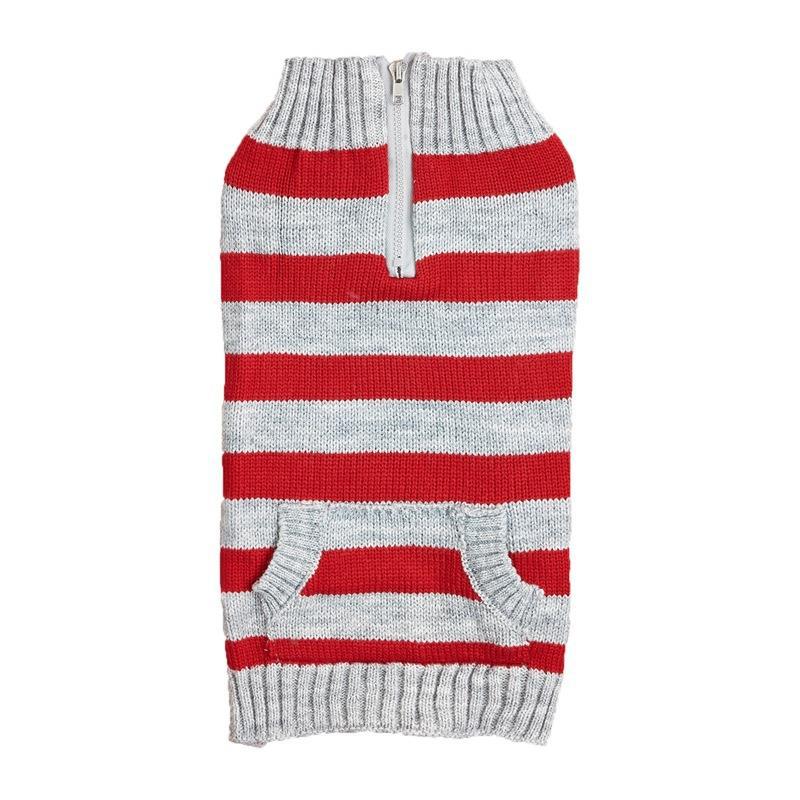 Contrast Color Dog Sweater With Zipper Pocket