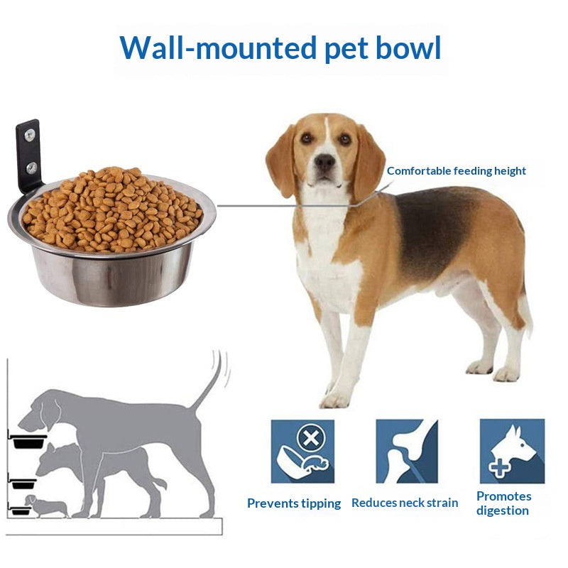 Wall-Mounted Dog Bowl Pet Feeder