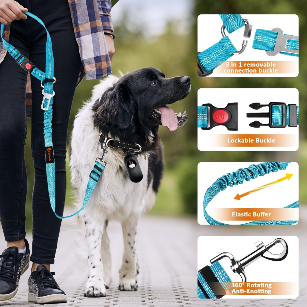 Removable Dog Seat Belt Harness For Car, 3 In 1 Pet Dog Car Seatbelt Leash, Retractable Restraint Secures To Vehicle Headrest