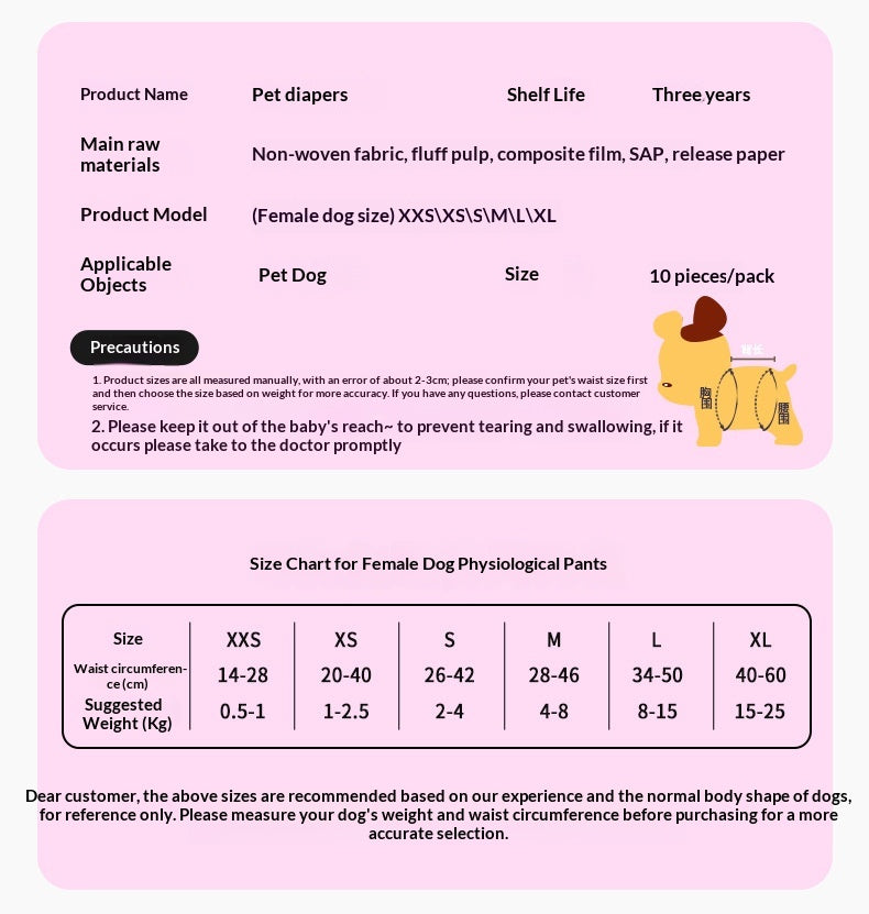 Male And Female Dog Diapers With Wetness Indicator
