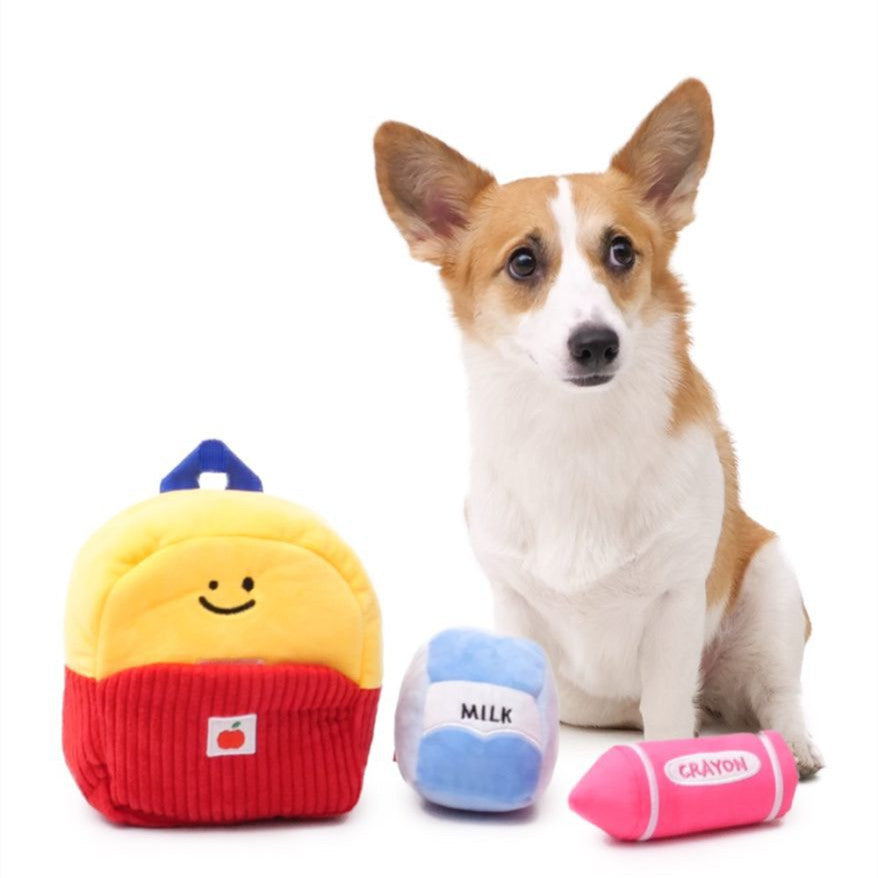 Three-Piece Toy For Dog School Bag