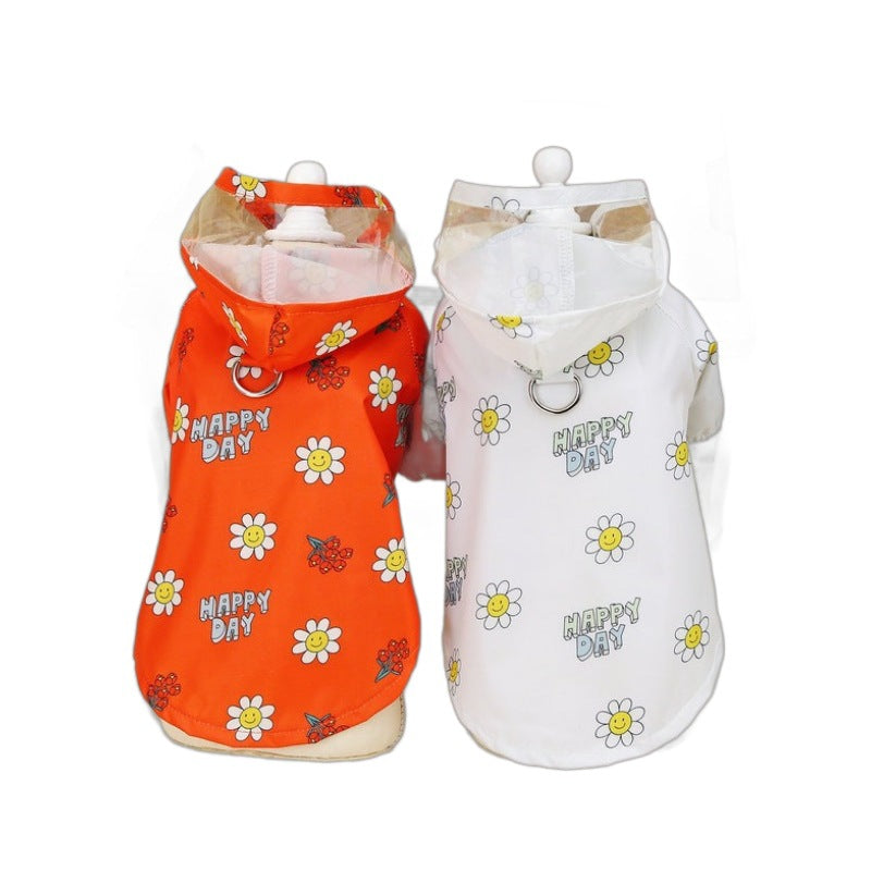 Transparent Two-Foot Dog Raincoat With Pull Ring
