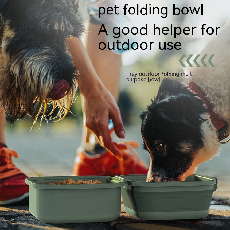 Dog Outdoor Folding Double-Layer Bowl