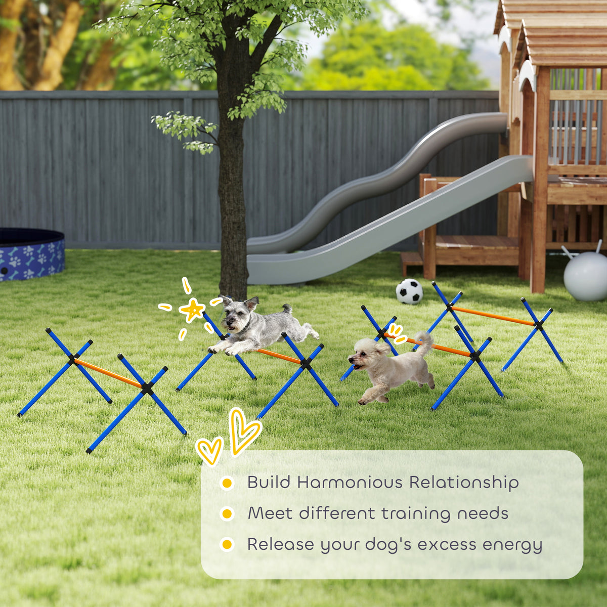 4 Pieces Dog Agility Equipment, Dog Agility Course Backyard Set With Adjustable Height Jump Bars And Carry Bag
