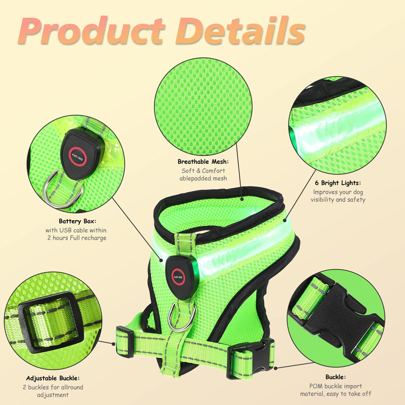 Rechargeable Mesh LED Dog Harness