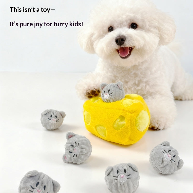 Cheese-Flavored Treat-Hiding Mouse Tpr Ball Interactive Chew Toy With Crinkle Sound