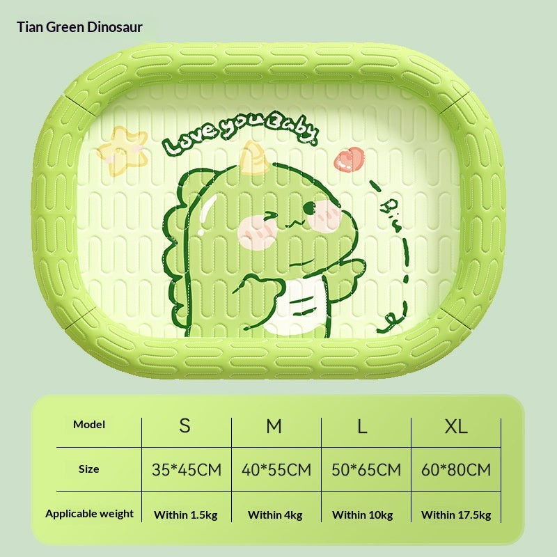 Spring Summer Cartoon Dinosaur Latex Ice Silk Partition Dog Bed