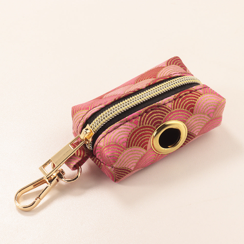Soft-Wind Red-Cloud-Pattern Gold-Stamped Dog Collar Rope