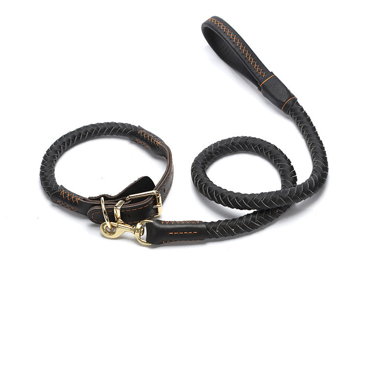 Leather Dog Leash Medium And Large Anti-Breakaway Chain