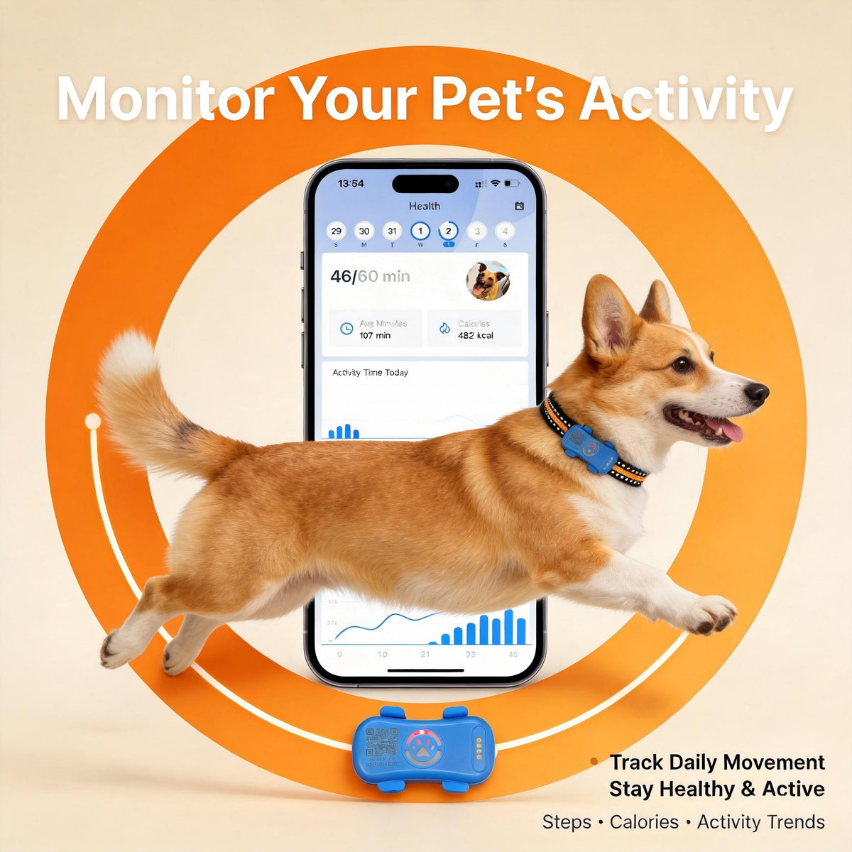 Dog Gps Tracker Real Time, Anti-Lost Pet Tracker With Geofence, Flash Light And Sound Alarm, Unlimited Distance Tracking, Fits Most Pet Coll