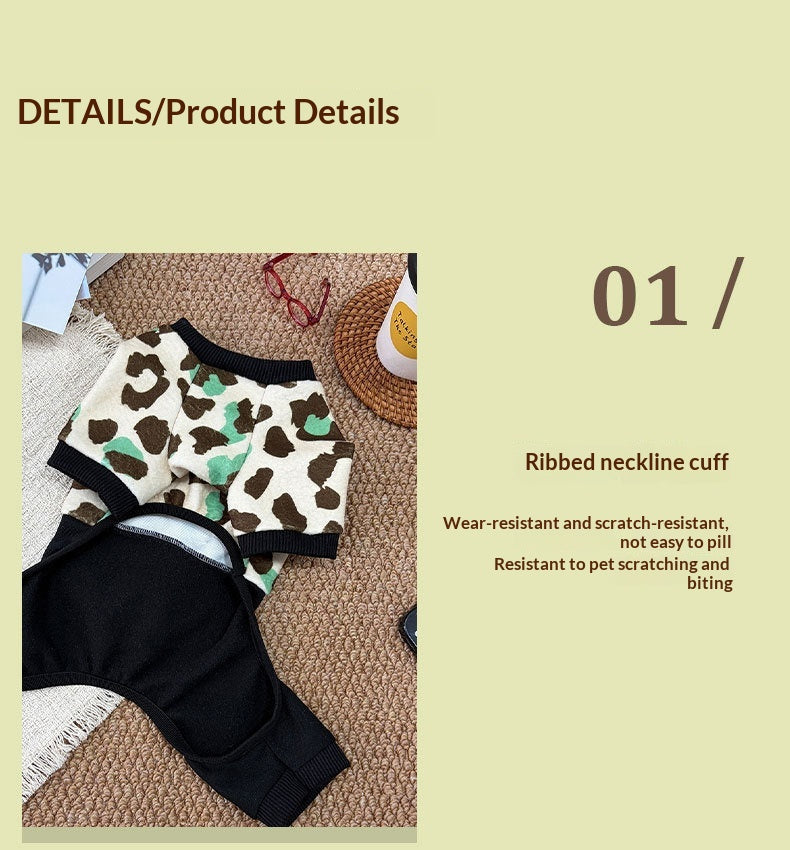 Thickened Four-Leg Leopard Print Dog Jumpsuit