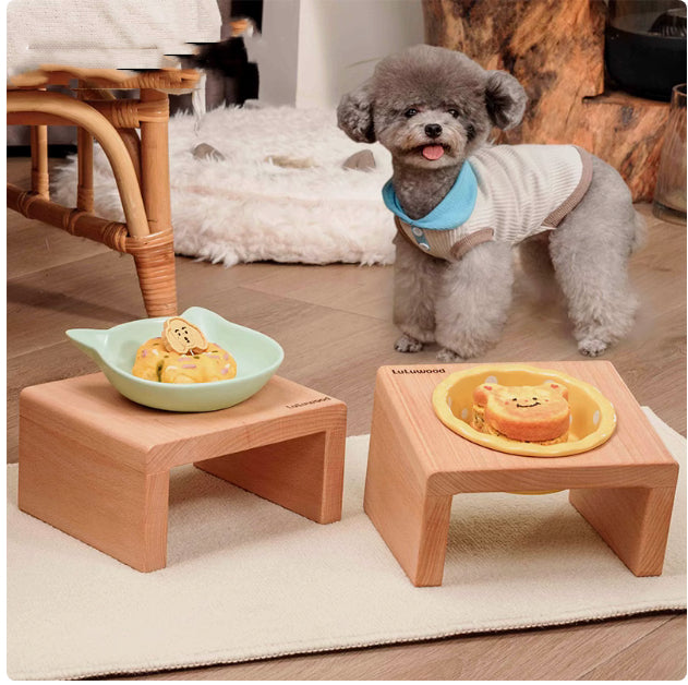 Beech Pet Heightened Bowl Rack Ceramic Neck Protector
