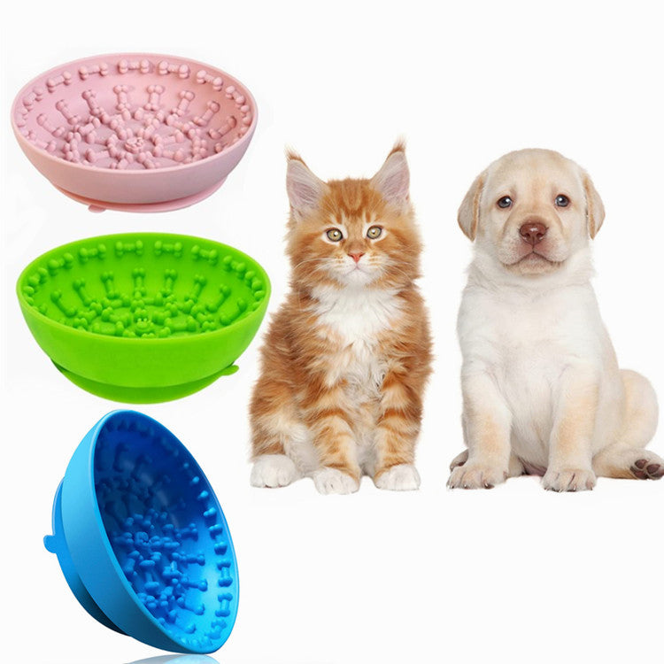 Suction Cup Non-Slip Silicone Pet Slow Feeding Bowl
