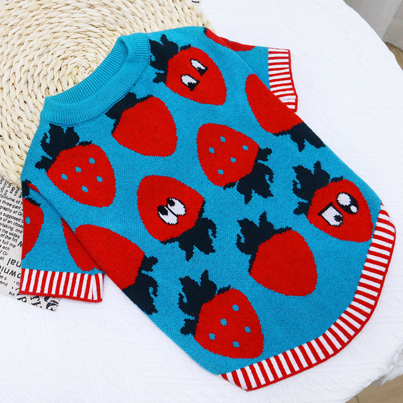 Button Cartoon Dog Sweater For Autumn And Winter