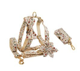 Small White Flower Pet Dog Collar Suit
