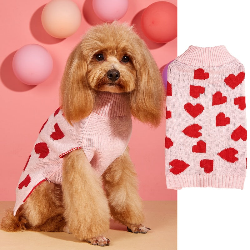 Love Heart Bow Dog Sweater