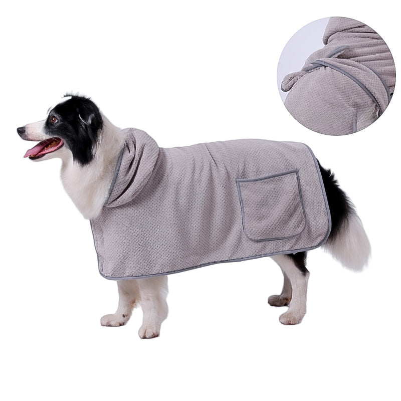 Dog Body Towel High Absorbent Quick Drying Dog Bath Robe Warm Soft Dog Bath Robe Towel With Adjustable Waistband