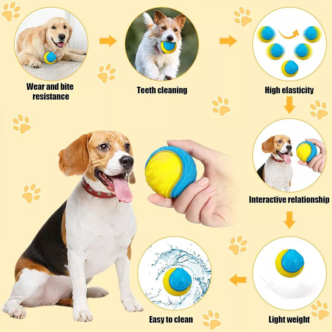 8 Pcs Scooby-Doo Durable Squeaky Set Of Dog Balls For Teeth Cleaning Interactive