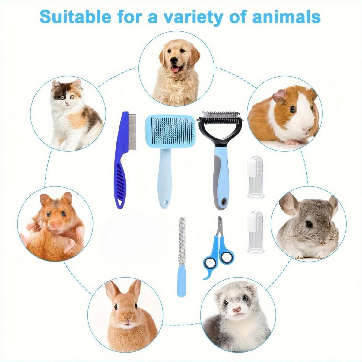 Pet Nail Clipper Brush And Toothbrush Set