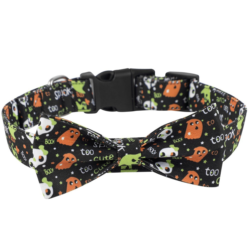 Halloween Dog Collar With Spider And Pumpkin Patterns