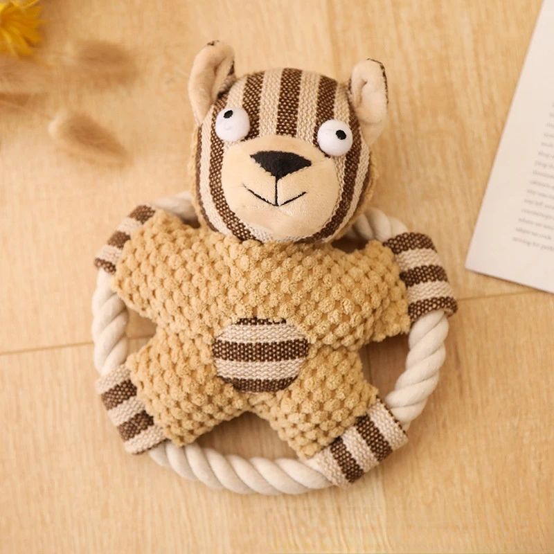 Pet Cotton Rope Toy Dog Sound Canvas Molar Teeth Cleaner Bite-Resistant Rope Knot Training Dog Toys Dog Toothbrush Dog Toys