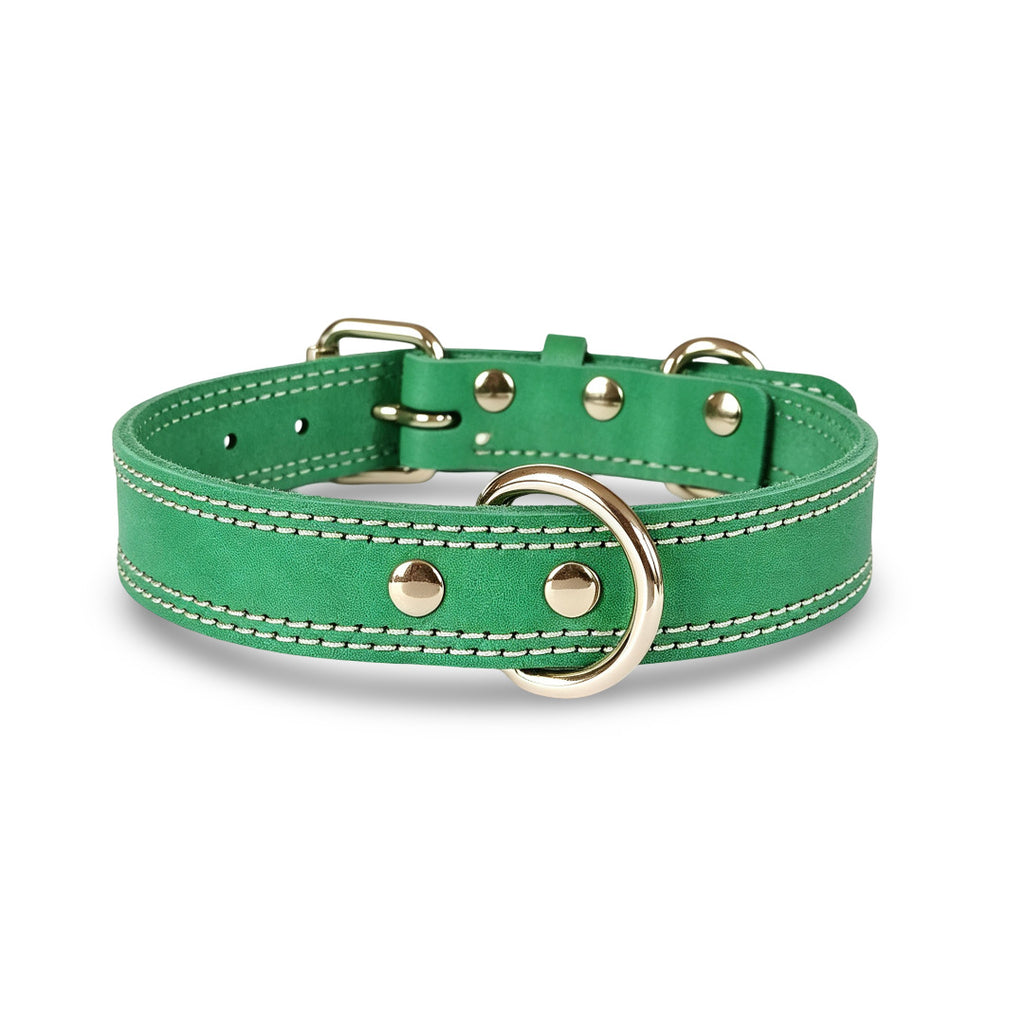 Full-Grain Leather Pet Collar With Double D-Rings