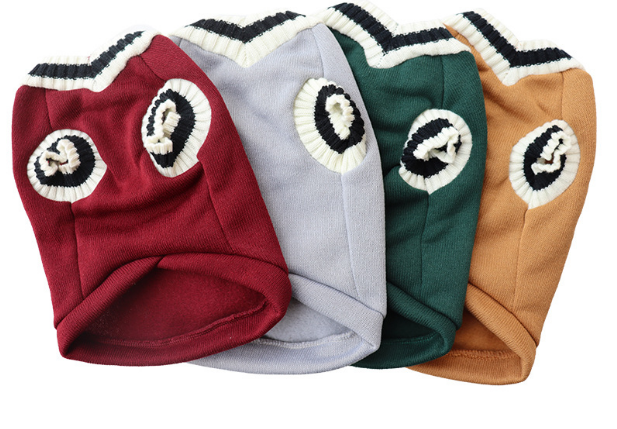 Knitted Dog Sweater V-Collar Preppy Style Fashion Pet Clothes