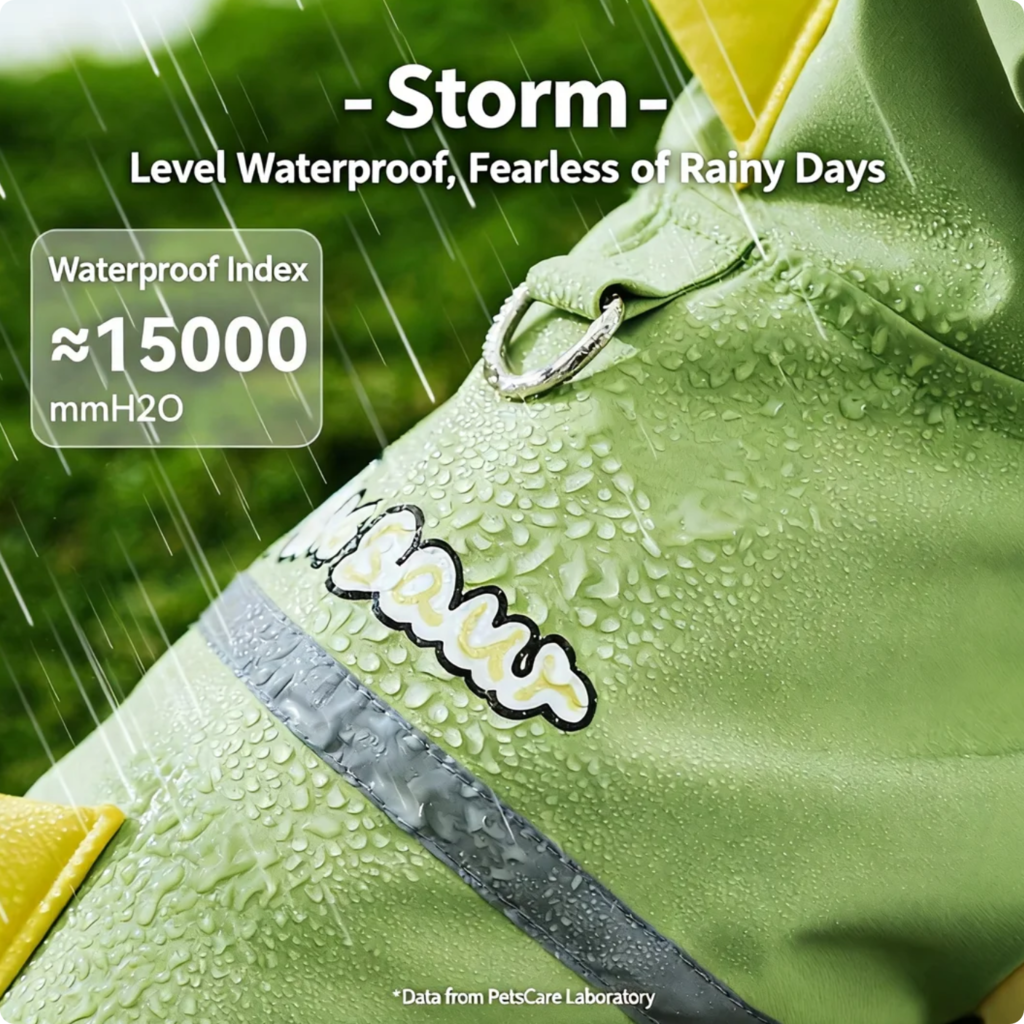 Dog Raincoat Waterproof 4-Legged Dinosaur Design With Tail Cover For Small Medium Large Dogs, Hooded Pet Rainwear With Reflective Strips Tra