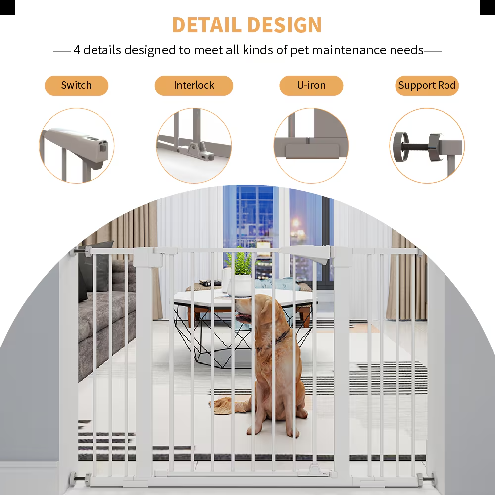 High White Child Safety Gate For Baby Door Barrier With Extensions