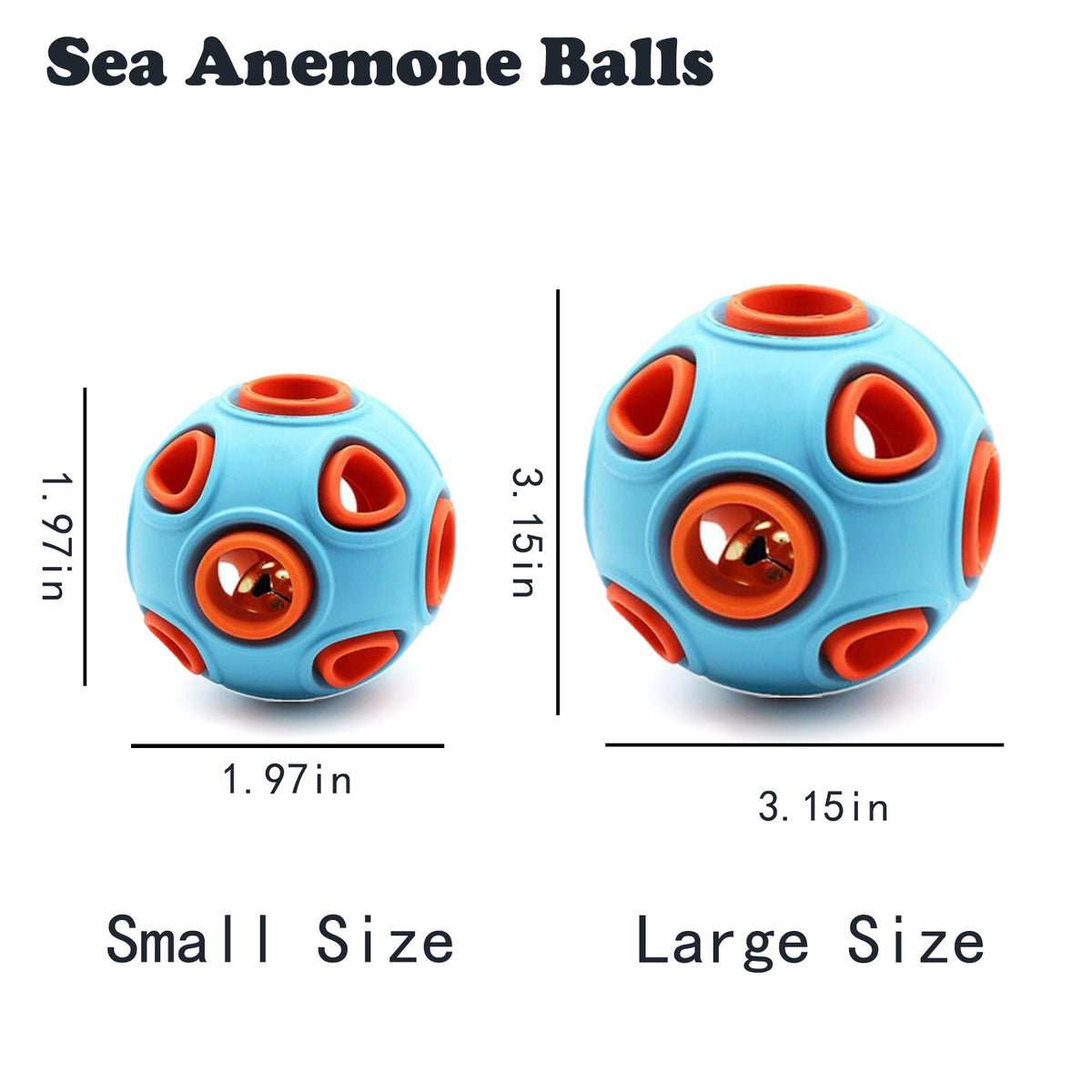 Rubber Dog Balls With Bell Sound, 2-Pack