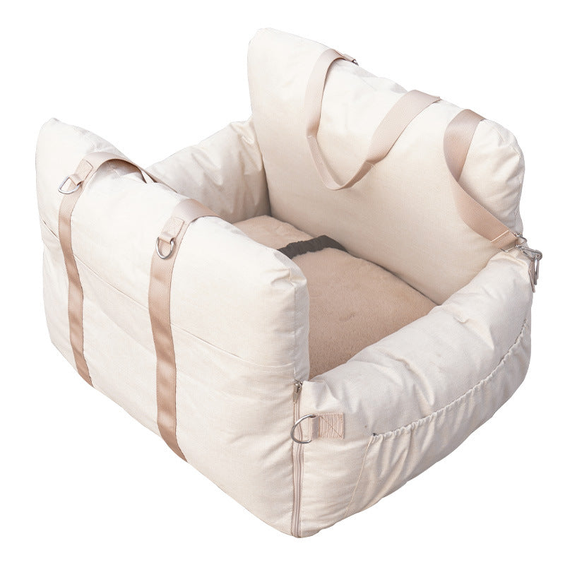 Linen Car Safety Seat Dog Bed