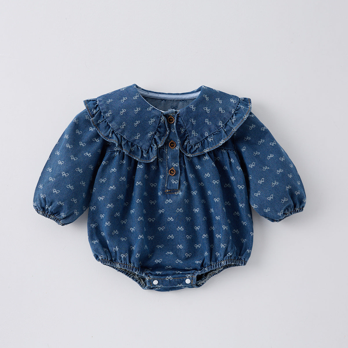 Toddler Girls Denim Crawling Romper And One-Piece Dress