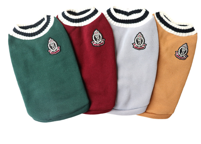 Knitted Dog Sweater V-Collar Preppy Style Fashion Pet Clothes