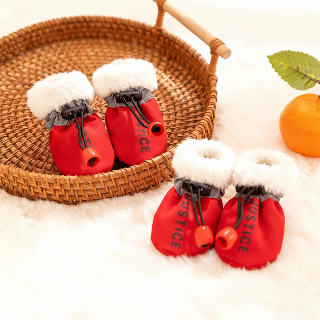 Warm Fleece Dog Shoes for Autumn and Winter