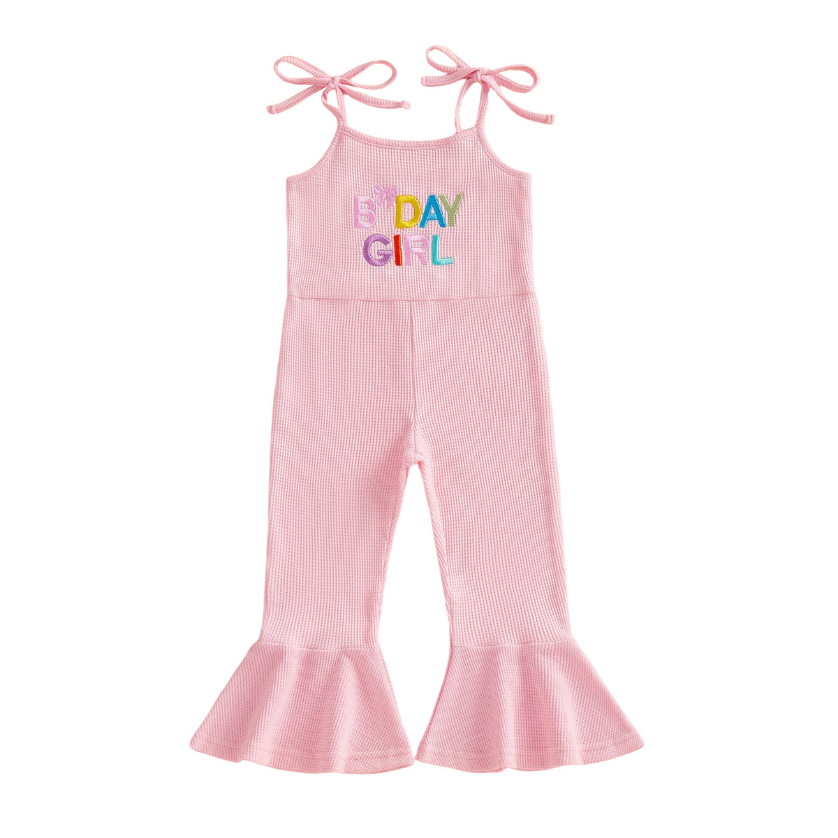 Children's Waffle-Patterned Strap Jumpsuit
