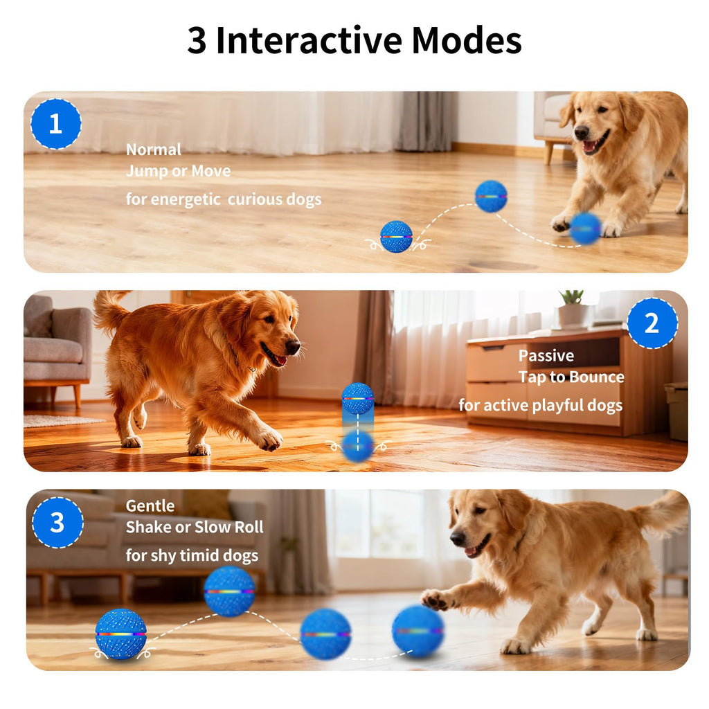 Interactive Dog Toys Ball, Smart Moving Bouncing Dog Ball With Colorful Lights, Automatic Moving, Bouncing And Rotating, E-Tpu Material, Dog