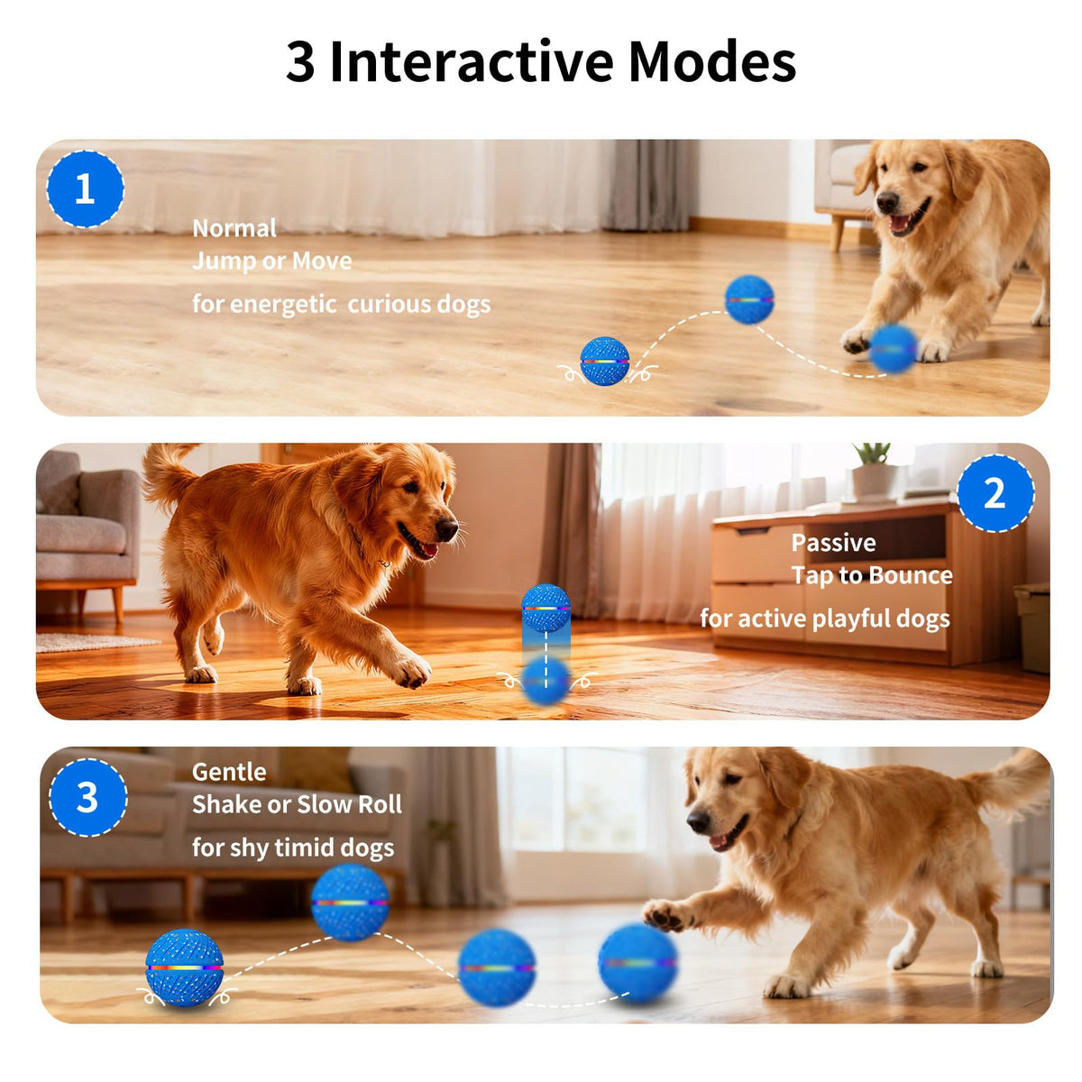 Interactive Dog Toys Ball, Smart Moving Bouncing Dog Ball With Colorful Lights, Automatic Moving, Bouncing And Rotating, E-Tpu Material, Dog