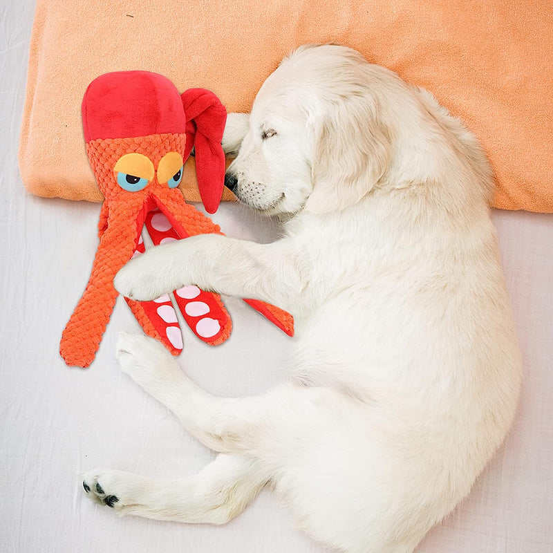 Squeaky Octopus Plush Dog Toy With Creased Paper And Built-In Squeaky - Durable Teeth Grinding Pet Chewing Toy Pet Toys