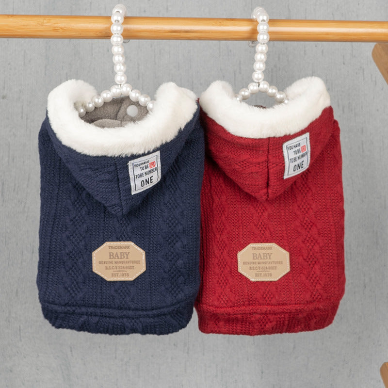 Autumn And Winter Thick Warm Hooded Sweater Pet Clothing