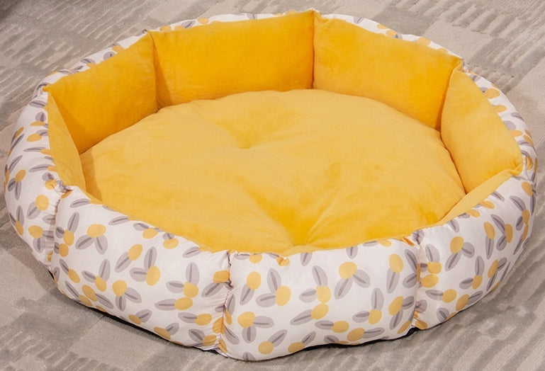 Octagonal Pet Bed with Fleece Lining